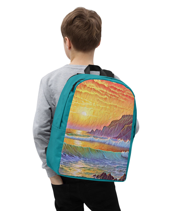Oregon Coast Sunset - Digital Art - Minimalist Backpack