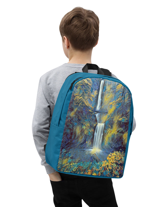 Multnomah Falls/Blue - Digital Art - Minimalist Backpack