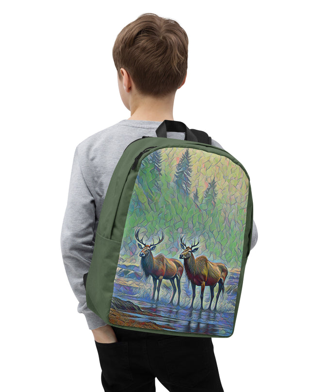 Two Elk on the Beach - Oregon - Digital Art - Minimalist Backpack