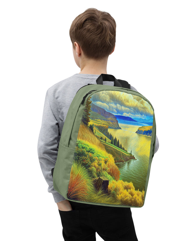 Columbia River Gorge - Digital Art - Minimalist Backpack