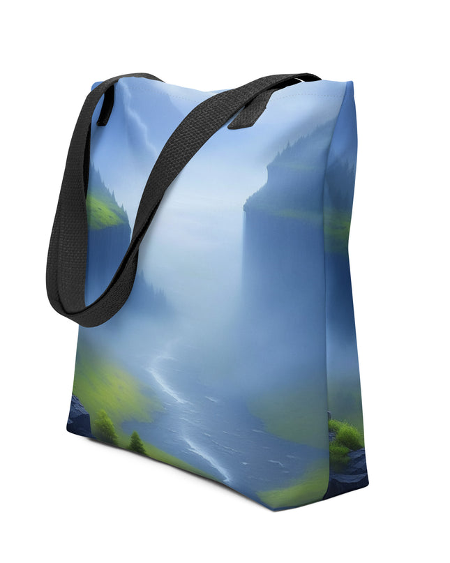 Foggy River - Digital Art - Tote bag