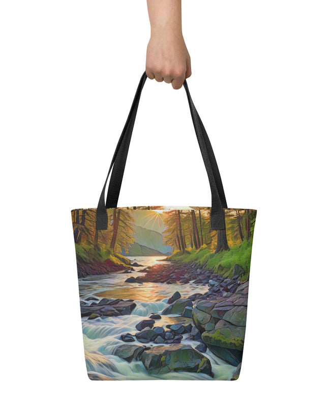 Oregon Stream - Digital Art - Tote bag