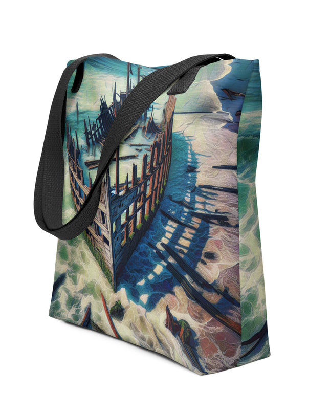 Ship Wreck on the Oregon Coast - Digital Art - Tote bag