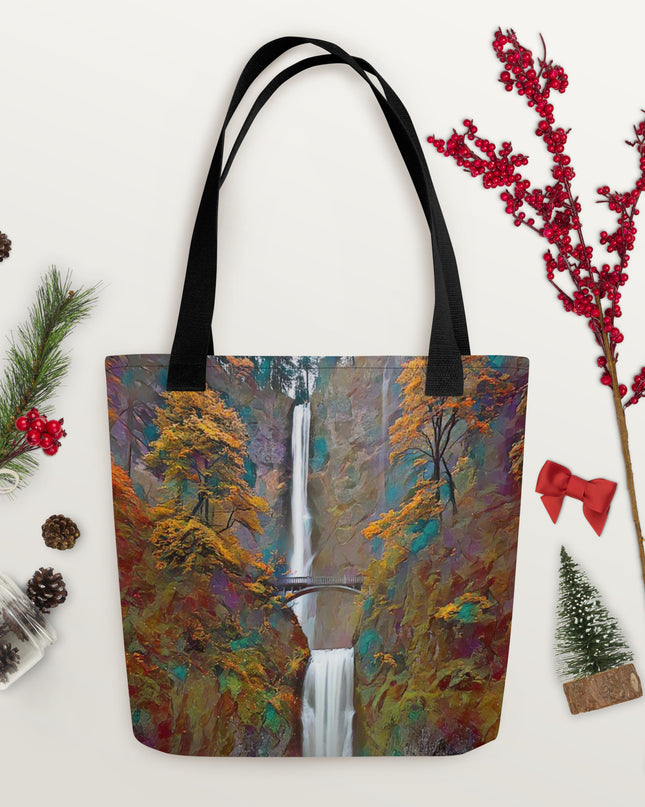 Multnomah Falls/Autumn - Digital Art - Tote bag