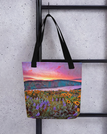 Columbia Gorge Wildflowers - Digital Art -Tote bag