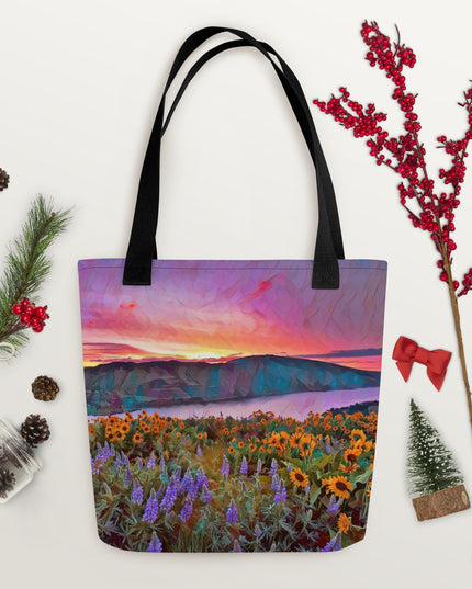 Columbia Gorge Wildflowers - Digital Art -Tote bag