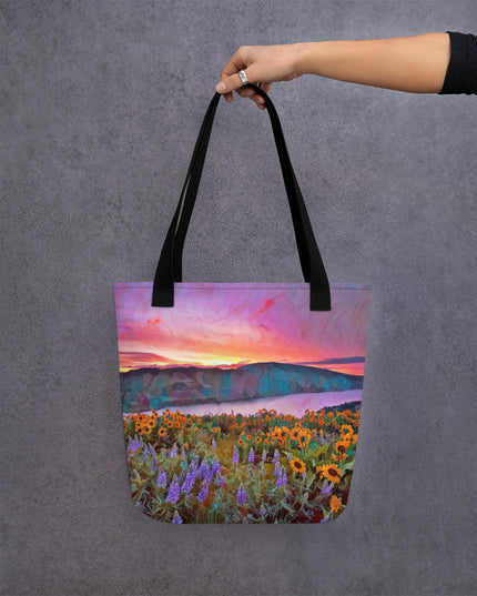 Columbia Gorge Wildflowers - Digital Art -Tote bag