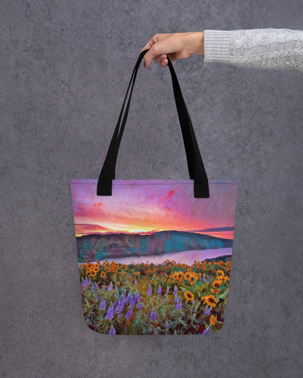 Columbia Gorge Wildflowers - Digital Art -Tote bag