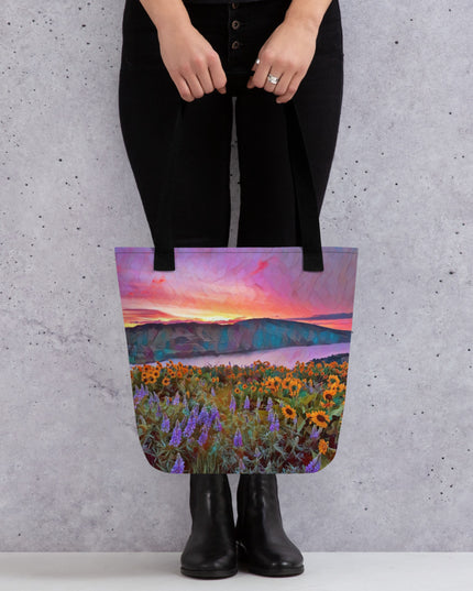 Columbia Gorge Wildflowers - Digital Art -Tote bag