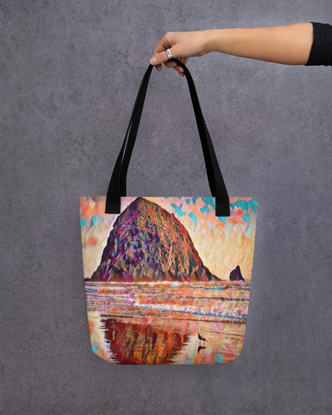 Haystack Rock - Oregon - Digital Art -Tote bag
