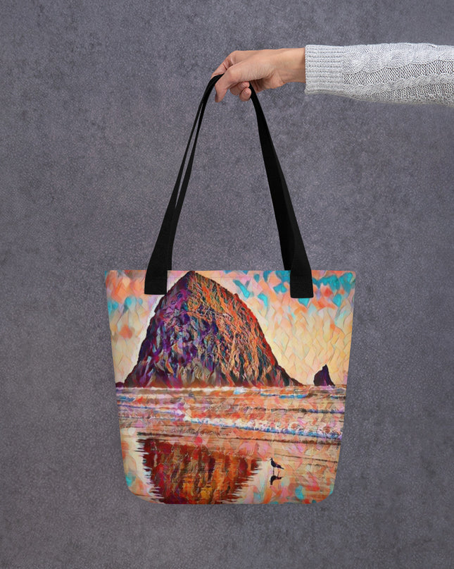Haystack Rock - Oregon - Digital Art -Tote bag