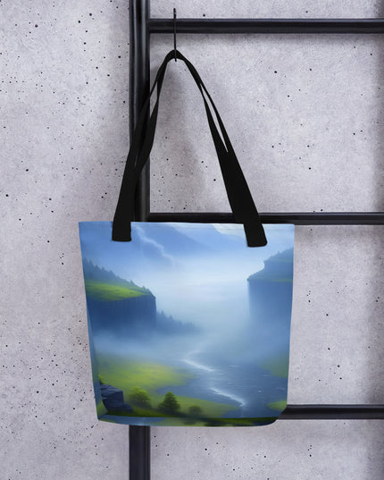 Foggy River - Digital Art - Tote bag