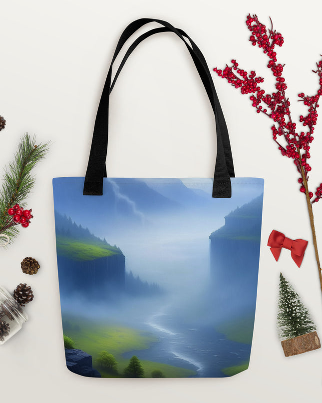 Foggy River - Digital Art - Tote bag
