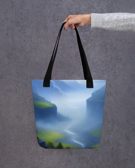 Foggy River - Digital Art - Tote bag