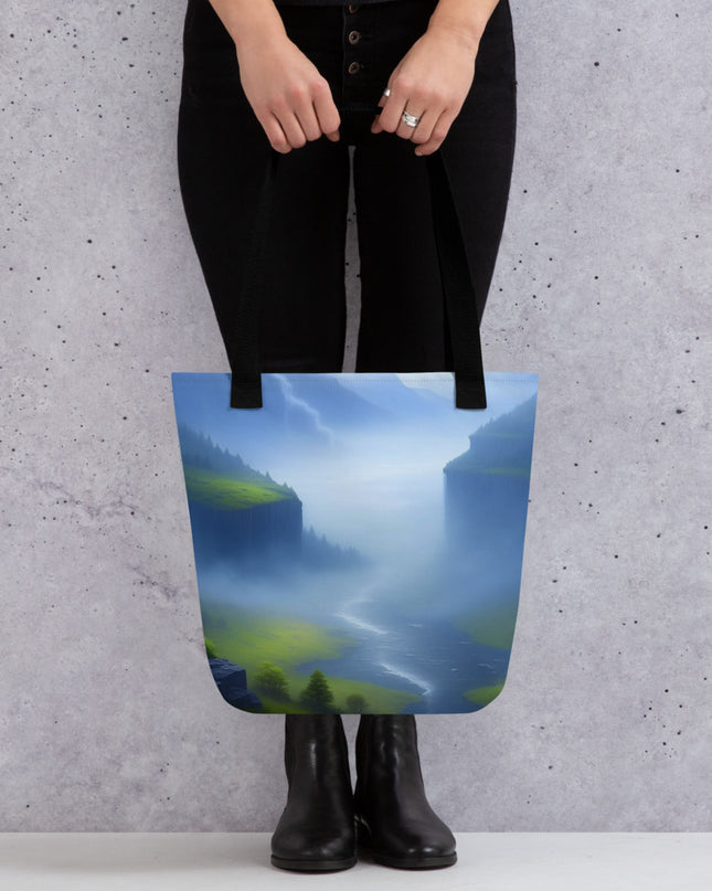 Foggy River - Digital Art - Tote bag