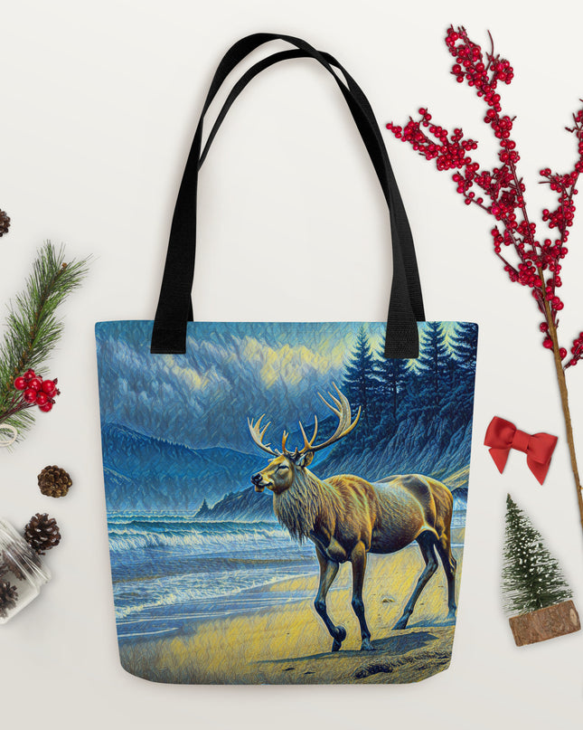Elk on the Beach - Oregon - Digital Art -Tote bag