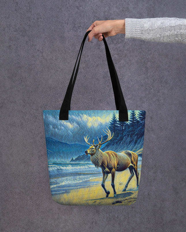 Elk on the Beach - Oregon - Digital Art -Tote bag
