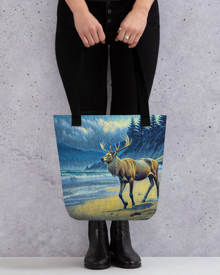 Elk on the Beach - Oregon - Digital Art -Tote bag