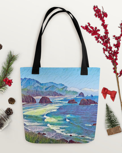 Ecola State Park - Digital Art -Tote bag