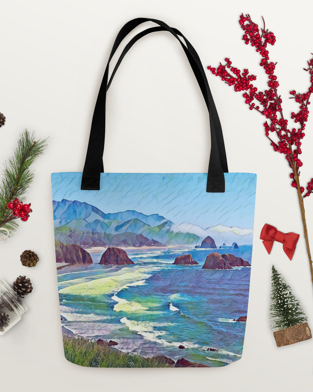 Ecola State Park - Digital Art -Tote bag
