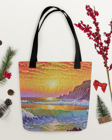 Oregon Coast Sunset - Digital Art - Tote bag