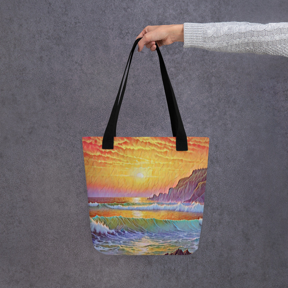Oregon Coast Sunset - Digital Art - Tote bag