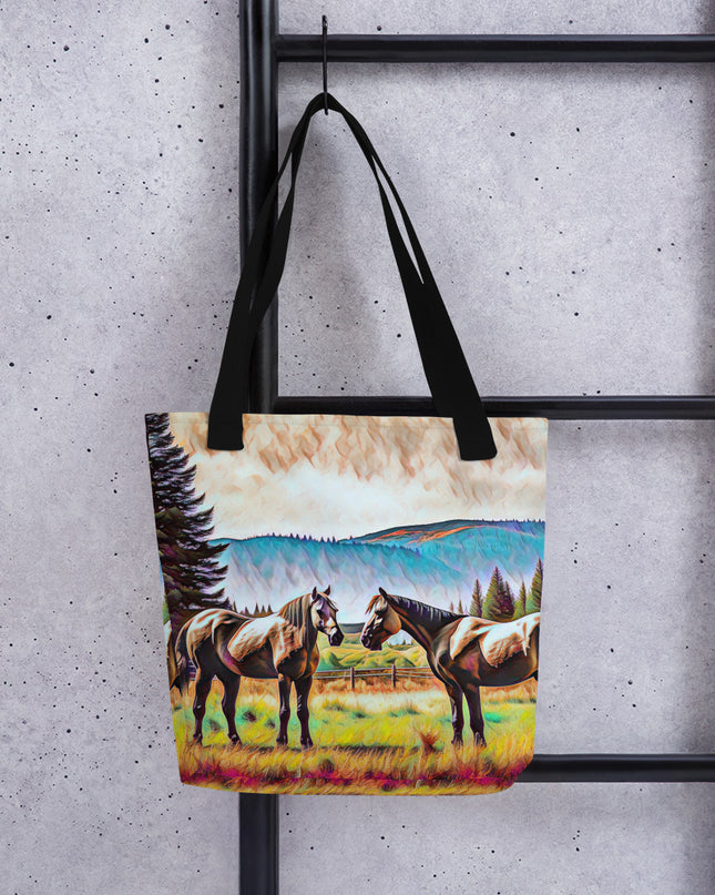 Central Oregon Horses - Digital Art - Tote bag