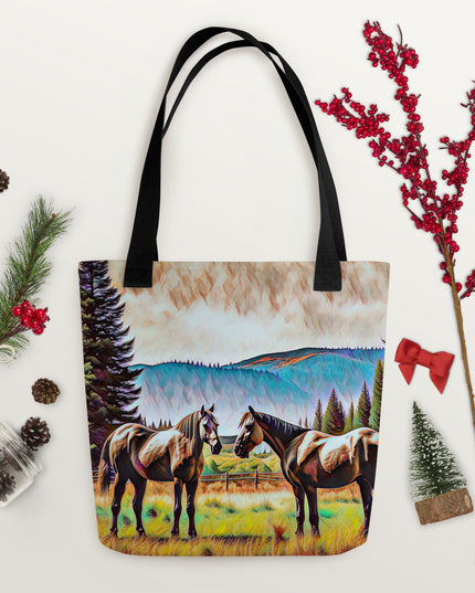 Central Oregon Horses - Digital Art - Tote bag