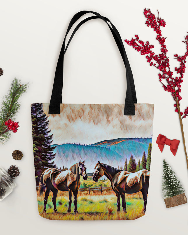 Central Oregon Horses - Digital Art - Tote bag