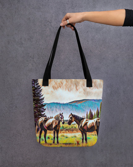Central Oregon Horses - Digital Art - Tote bag