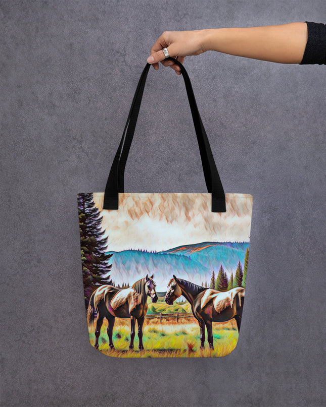 Central Oregon Horses - Digital Art - Tote bag