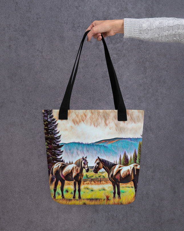 Central Oregon Horses - Digital Art - Tote bag
