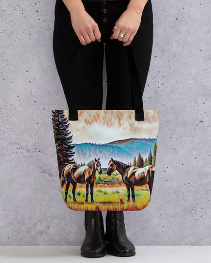 Central Oregon Horses - Digital Art - Tote bag