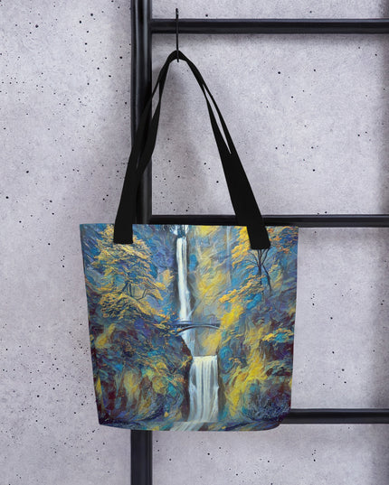 Multnomah Falls/Blue - Digital Art - Tote bag
