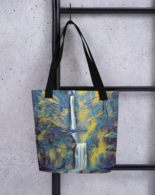 Multnomah Falls/Blue - Digital Art - Tote bag