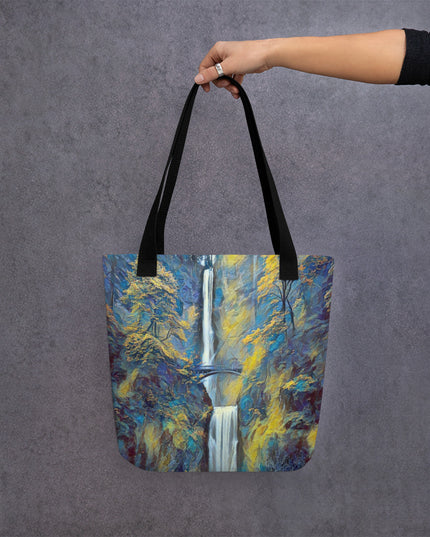 Multnomah Falls/Blue - Digital Art - Tote bag