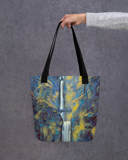 Multnomah Falls/Blue - Digital Art - Tote bag