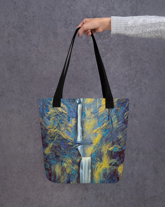 Multnomah Falls/Blue - Digital Art - Tote bag