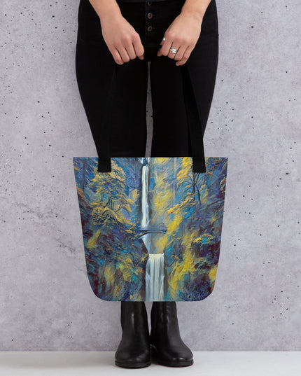 Multnomah Falls/Blue - Digital Art - Tote bag