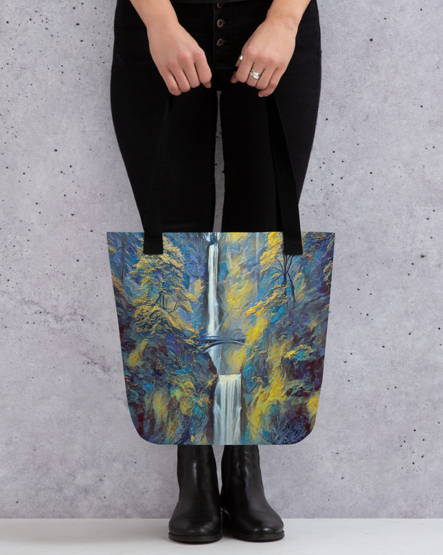 Multnomah Falls/Blue - Digital Art - Tote bag