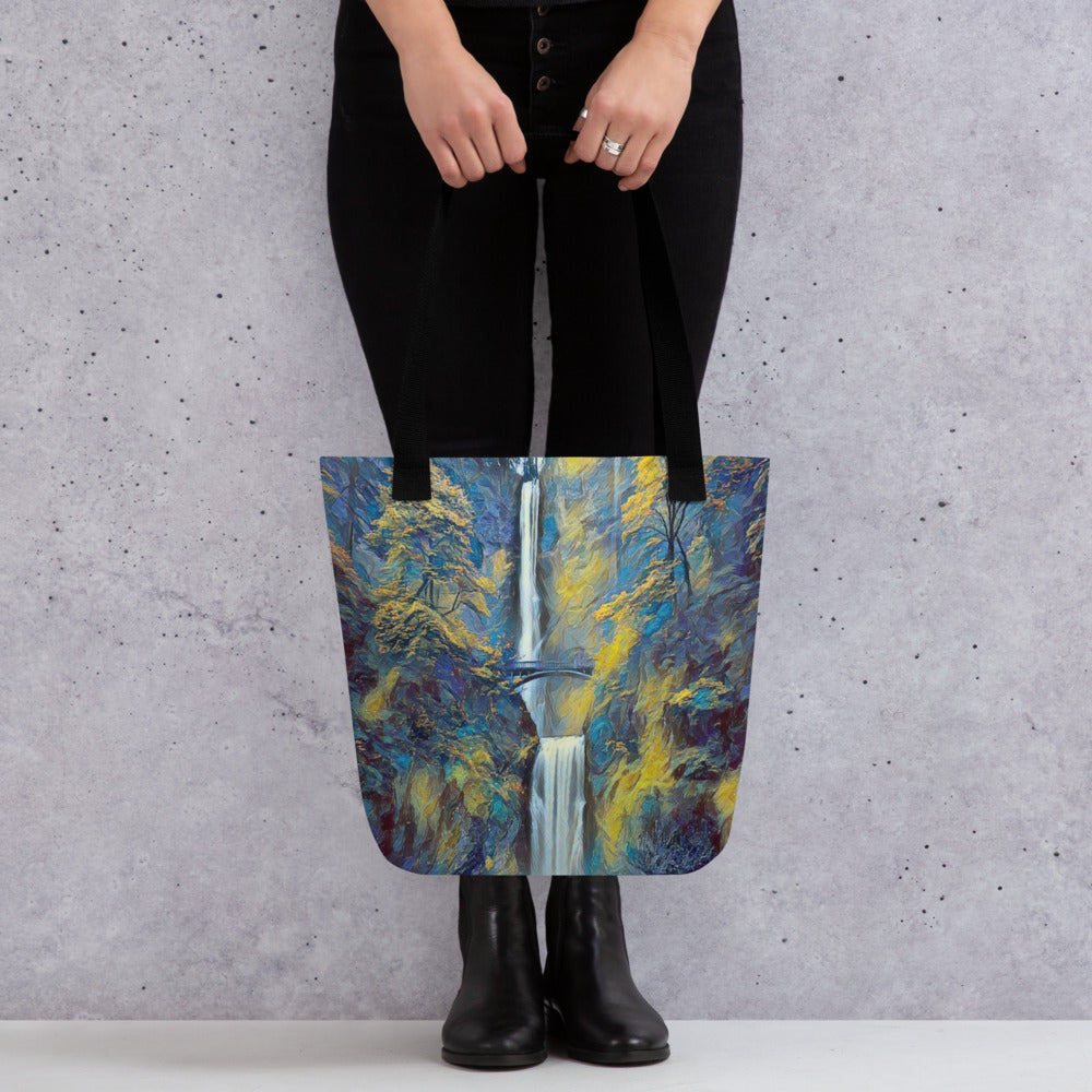 Multnomah Falls/Blue - Digital Art - Tote bag