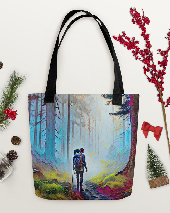 Hiking the Oregon Woods - Digital Art - Tote bag
