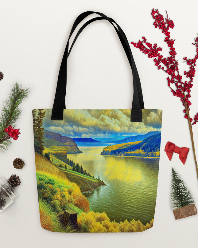 Columbia River Gorge - Digital Art -Tote bag
