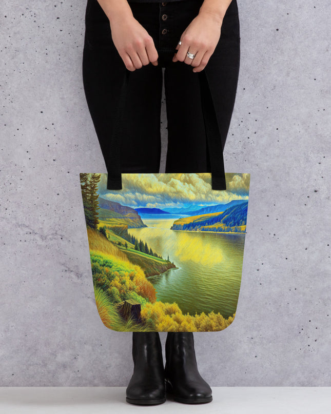 Columbia River Gorge - Digital Art -Tote bag