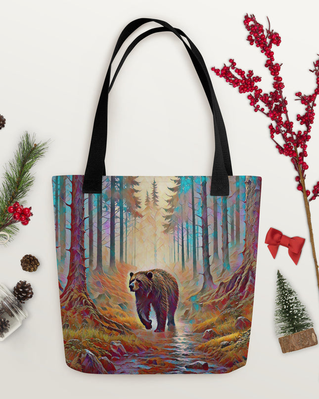 Oregon Bear in the Woods - Digital Art - Tote bag