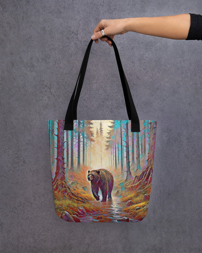 Oregon Bear in the Woods - Digital Art - Tote bag