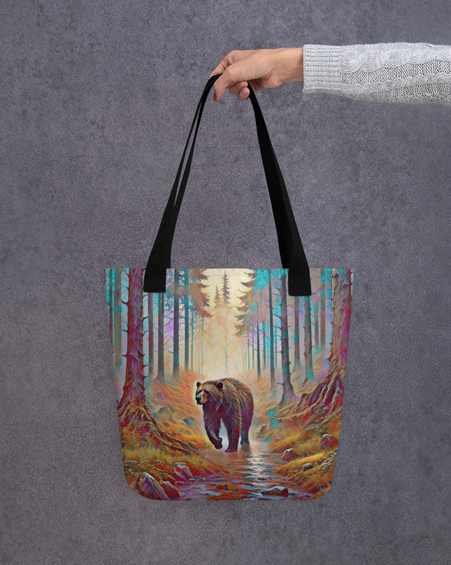 Oregon Bear in the Woods - Digital Art - Tote bag