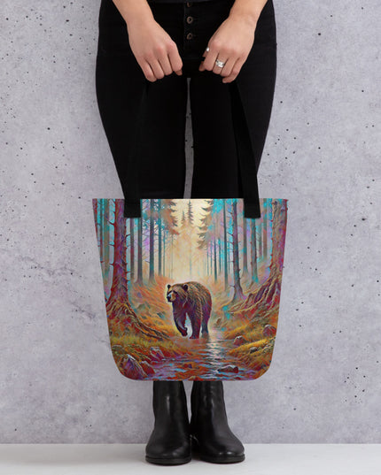 Oregon Bear in the Woods - Digital Art - Tote bag