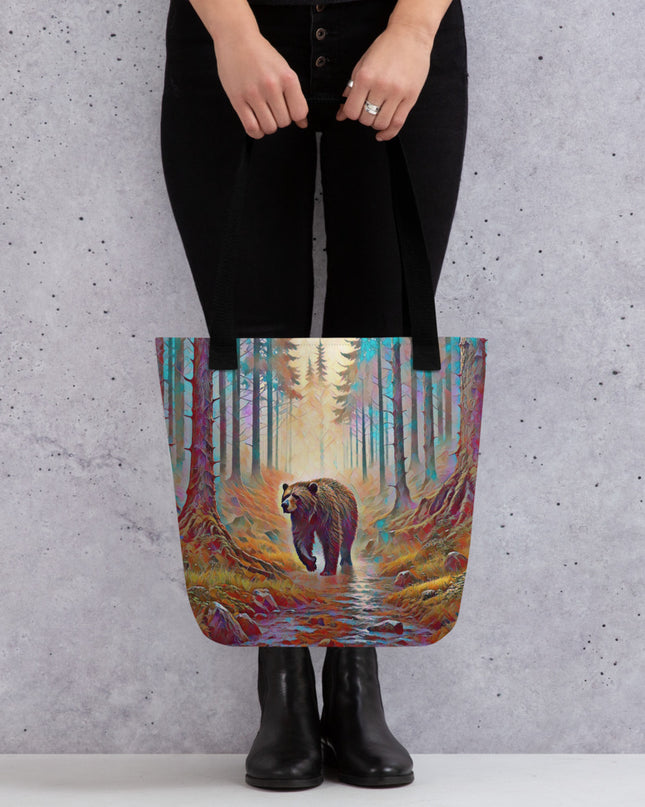 Oregon Bear in the Woods - Digital Art - Tote bag