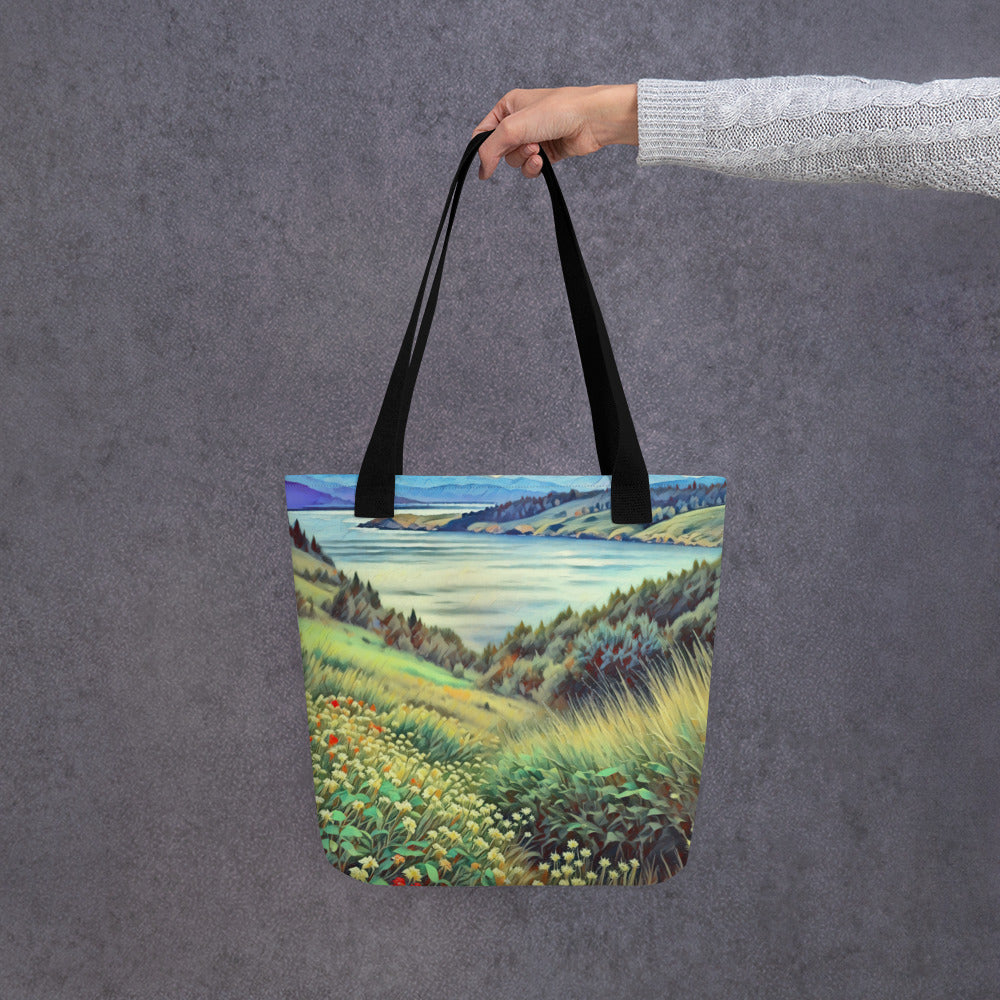 Columbia River - Digital Art - Tote bag